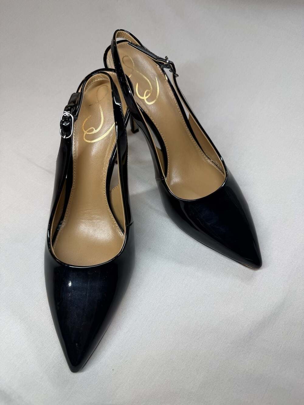 Sam Edelman Black Patent Leather Slingback Heels Size 7.5